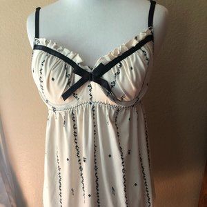 Seductivewear Teddy White Black Lace Trim Sz Med